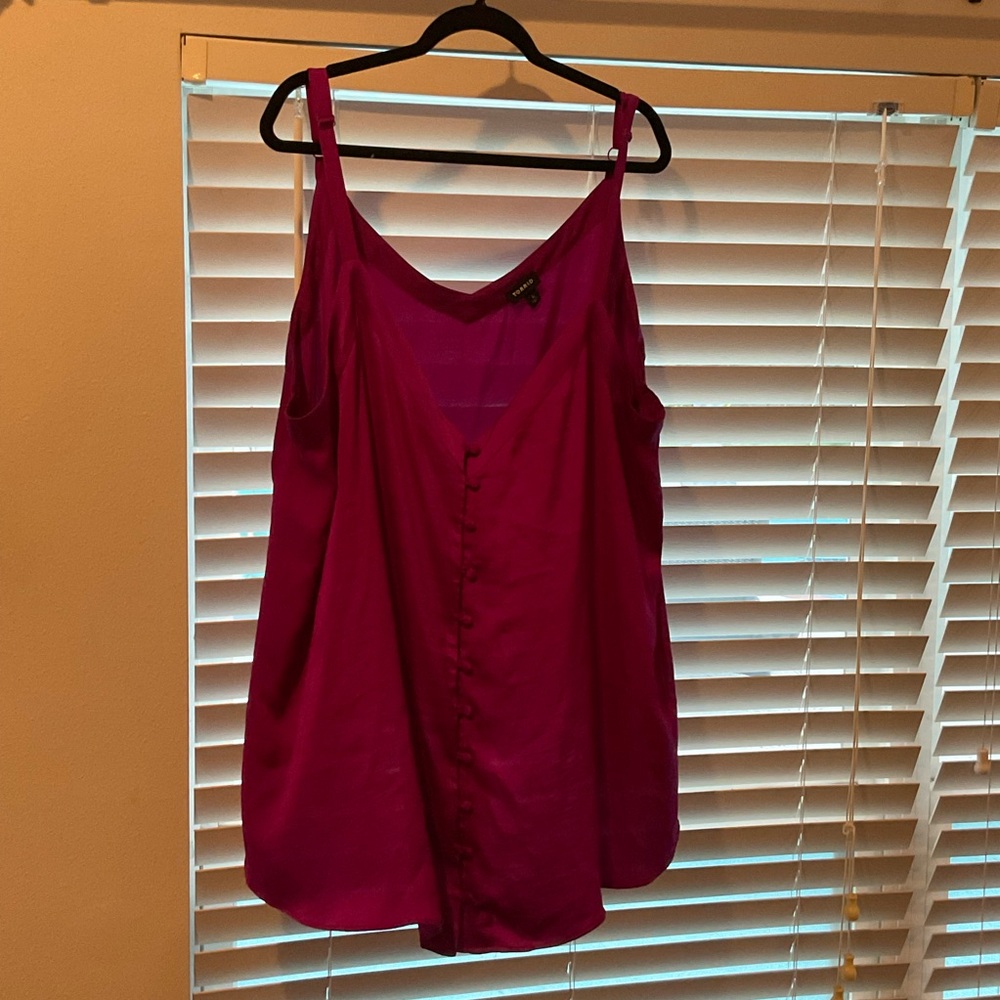 Fuchsia Satin Button-Front Cami Tank